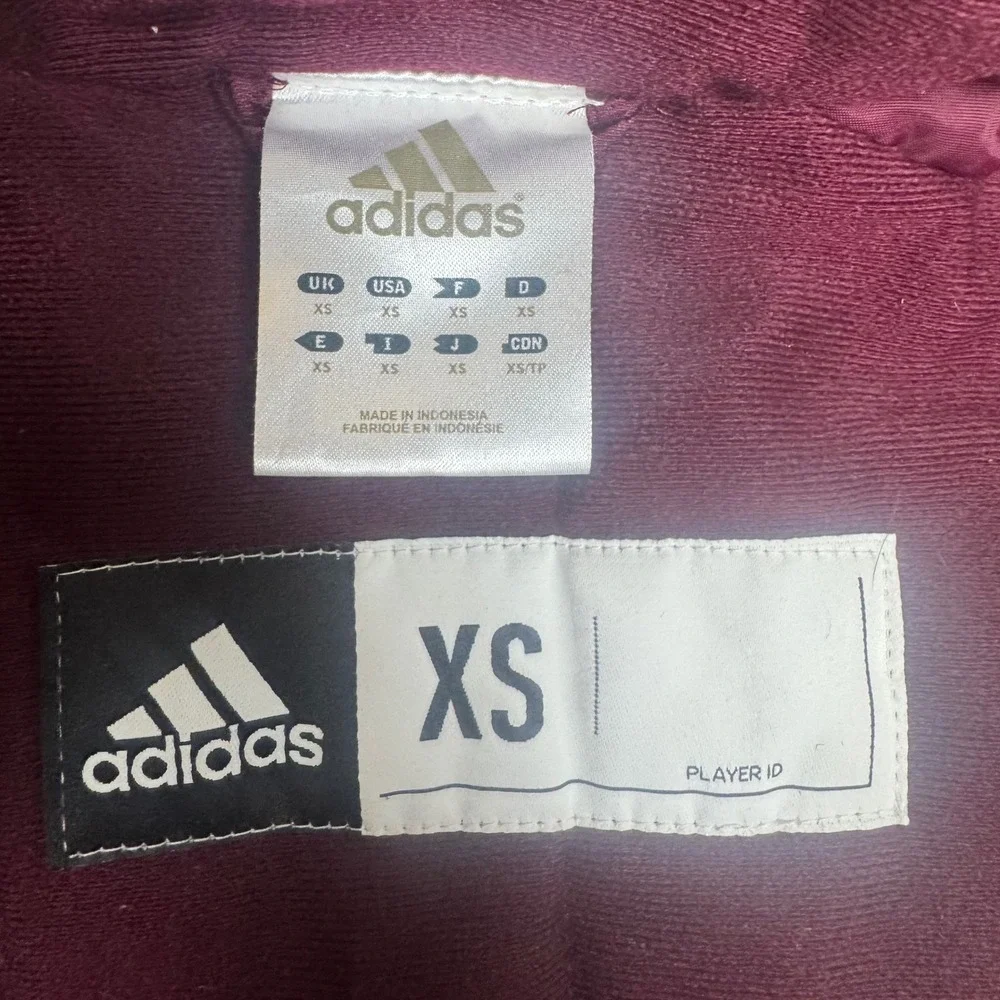 Adidas central Michigan Burgundy Snap Button Track Jacket Sportswear Size XS‎